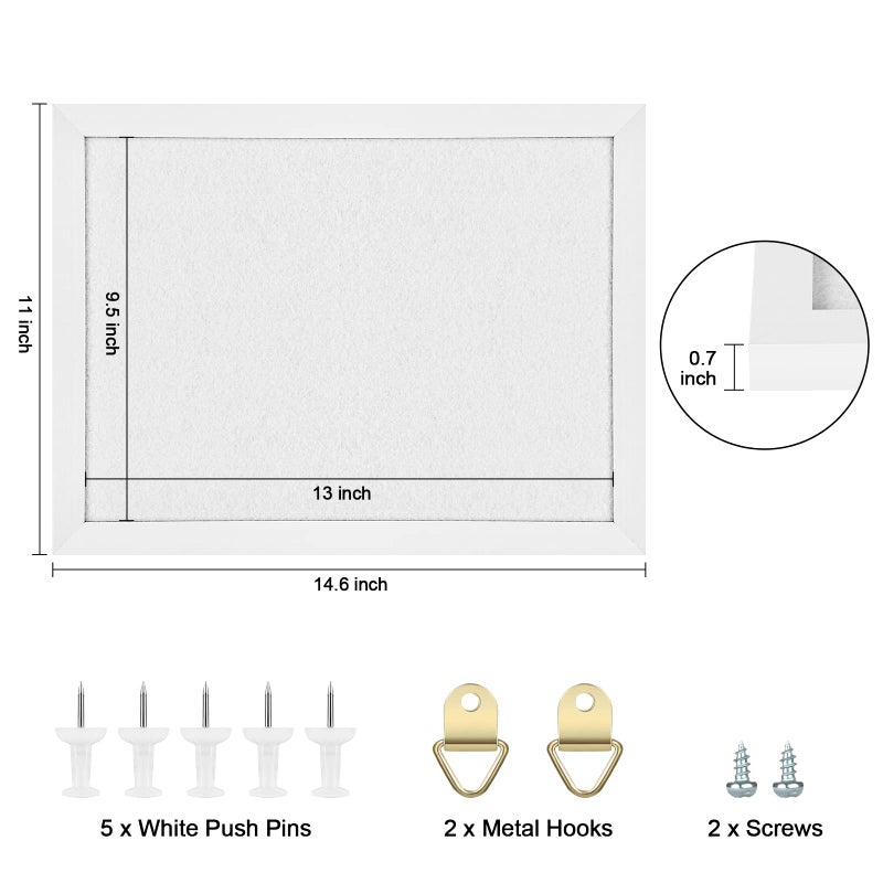 TORASO لوحة إعلانات من الفلين من TORASO، لوحات فلين للجدران مع دبابيس، مسامير حلقية، حشوات، براغي، لوحة دبابيس للمكاتب والمدارس والمنازل (أبيض، 11 × 14.5 - 1p) - Image 5